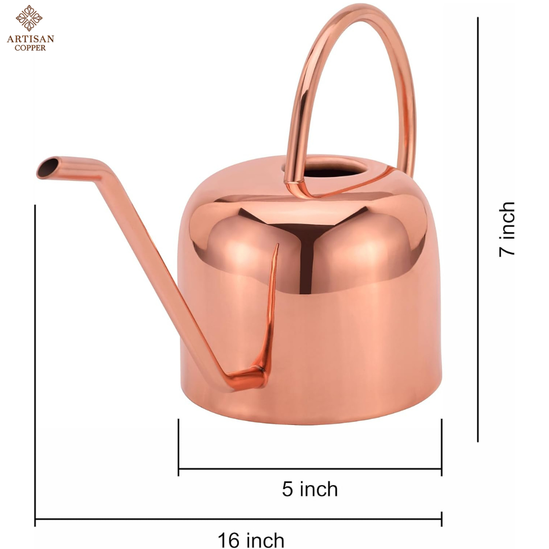 Copper Plated Watering Can with Indoor Planter & Tray Set – 2 Liter Watering Can, Decorative Indoor Plant Pot & Catch Tray
