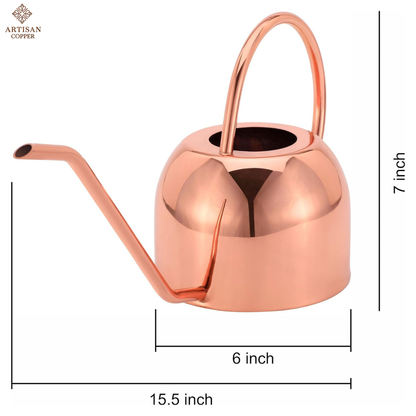 Copper Plated Watering Can & Indoor Planter Set with Tray – 2 Liter Decorative Gardening Set