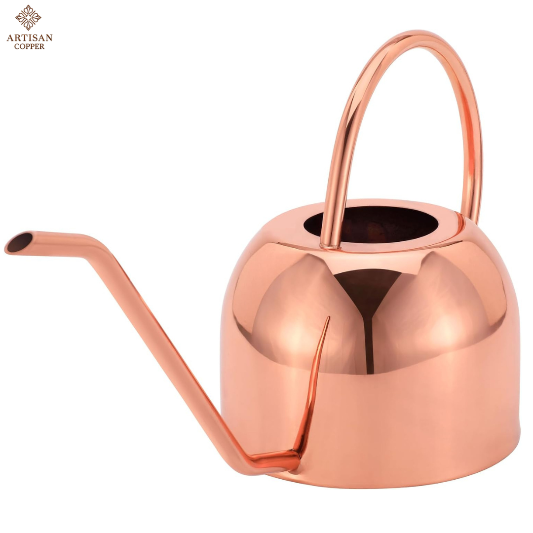 Copper Plated Watering Can & Indoor Planter Set with Tray – 2 Liter Decorative Gardening Set