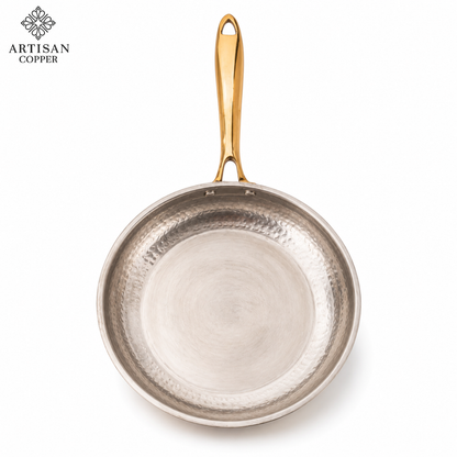 Hammered Brass Fry Pan – Pure Brass with Traditional Tin-Lined Interior