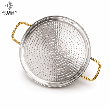 Brass Dosa Tawa – Pure Brass Handcrafted Tin-Lined Indian Griddle, 16 × 12 Inch